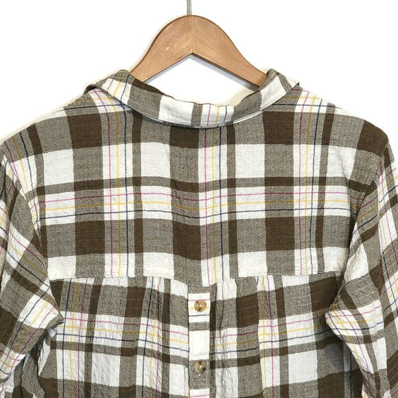 Anthropologie Plaid Button Back Long Sleeve Button Front Tunic Shirt Size XS - Picture 8 of 14